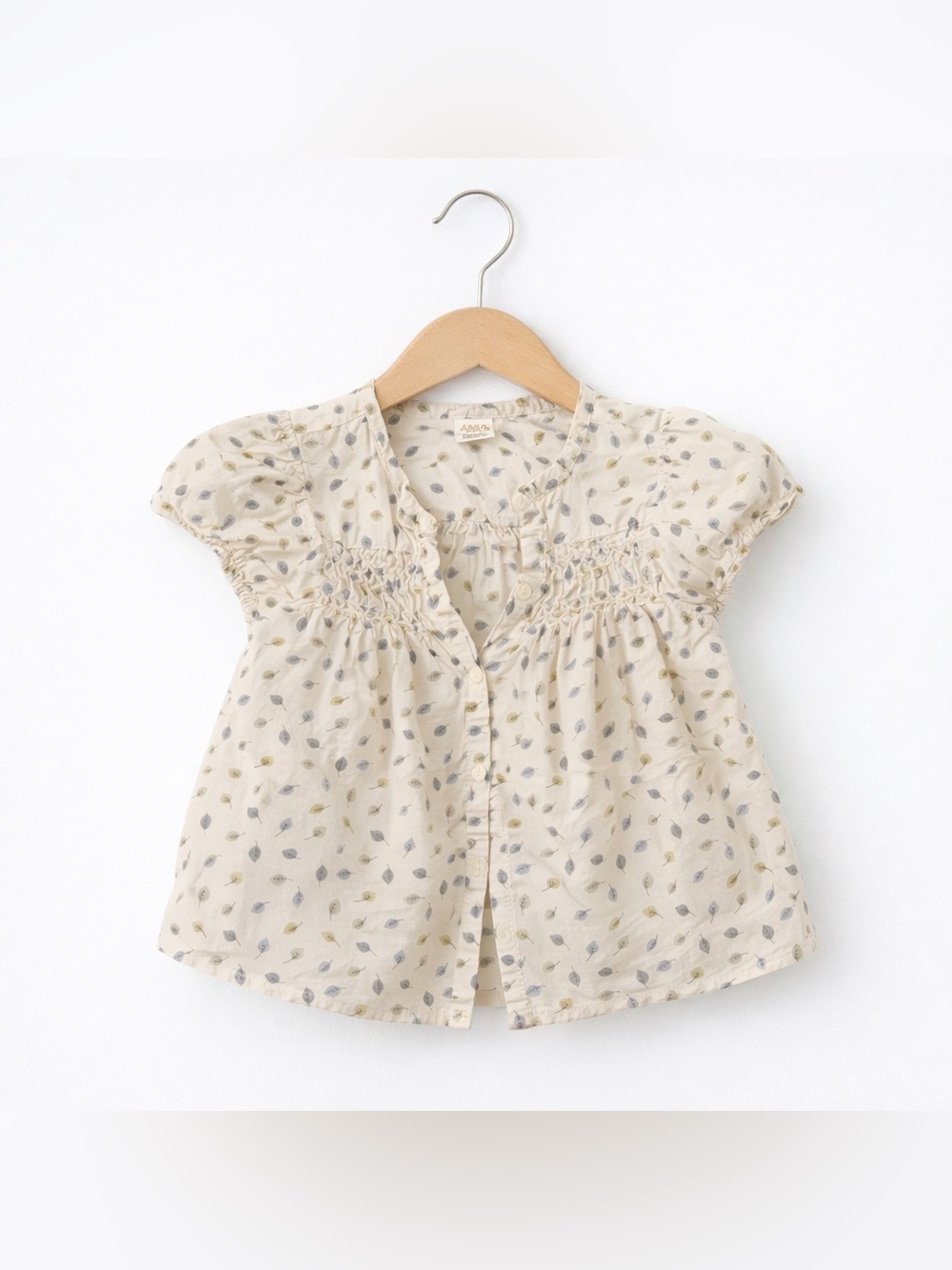 🇪🇸👍GUC ZARA | 24 m | Toddler White Summer Smocked Leaf print blouse - Picture 12 of 14